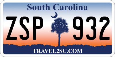 SC license plate ZSP932