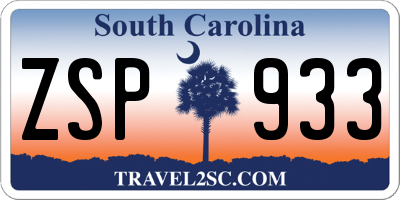 SC license plate ZSP933