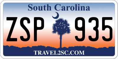 SC license plate ZSP935