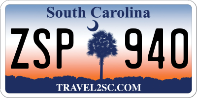 SC license plate ZSP940