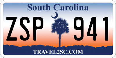 SC license plate ZSP941