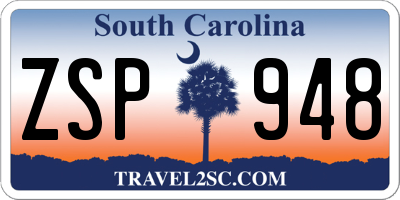 SC license plate ZSP948