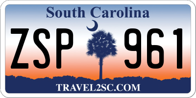SC license plate ZSP961