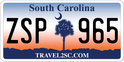 SC license plate ZSP965