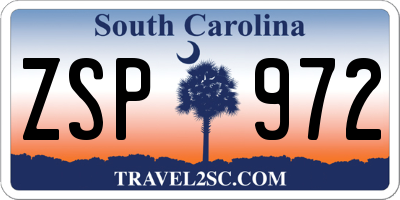 SC license plate ZSP972