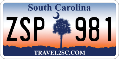 SC license plate ZSP981