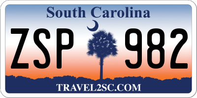 SC license plate ZSP982