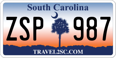 SC license plate ZSP987