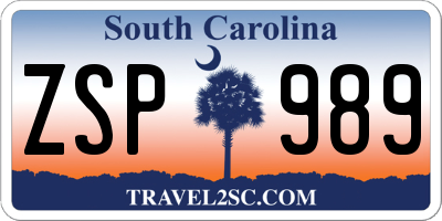 SC license plate ZSP989