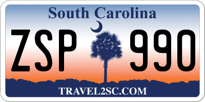 SC license plate ZSP990