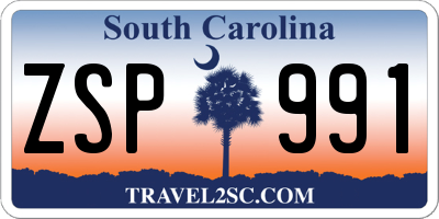 SC license plate ZSP991