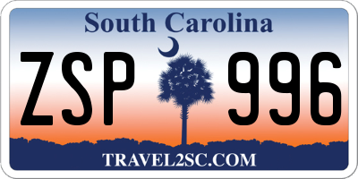 SC license plate ZSP996