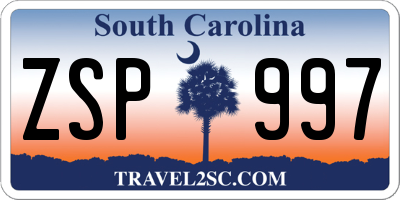 SC license plate ZSP997