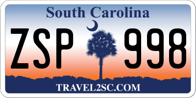 SC license plate ZSP998