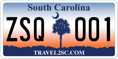 SC license plate ZSQ001