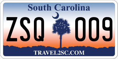 SC license plate ZSQ009