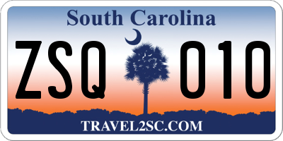 SC license plate ZSQ010