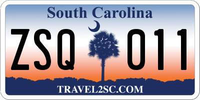 SC license plate ZSQ011