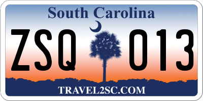 SC license plate ZSQ013
