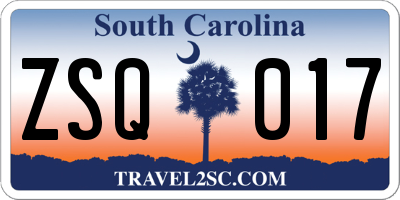 SC license plate ZSQ017