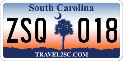 SC license plate ZSQ018