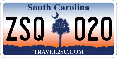 SC license plate ZSQ020