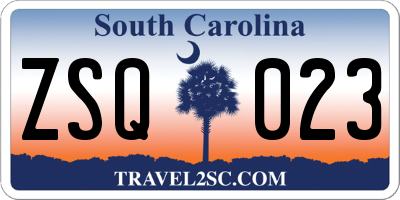 SC license plate ZSQ023