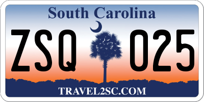 SC license plate ZSQ025