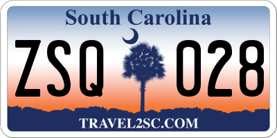 SC license plate ZSQ028