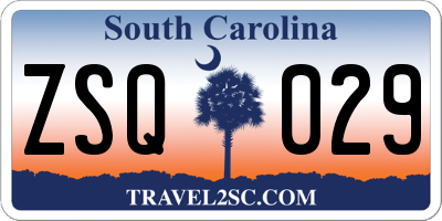 SC license plate ZSQ029