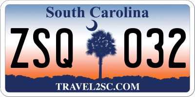 SC license plate ZSQ032
