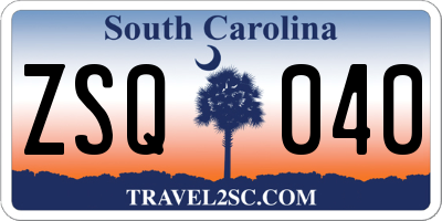 SC license plate ZSQ040