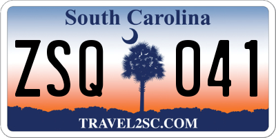 SC license plate ZSQ041
