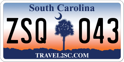 SC license plate ZSQ043