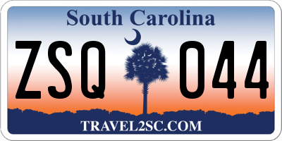 SC license plate ZSQ044