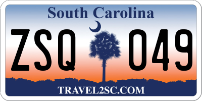 SC license plate ZSQ049
