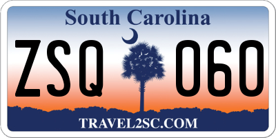 SC license plate ZSQ060