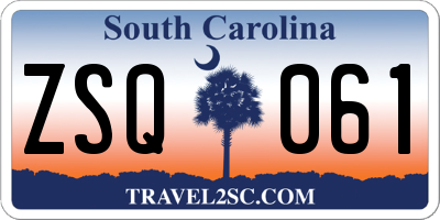 SC license plate ZSQ061