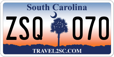 SC license plate ZSQ070