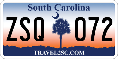SC license plate ZSQ072
