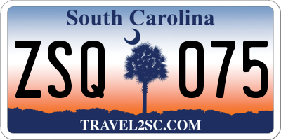 SC license plate ZSQ075