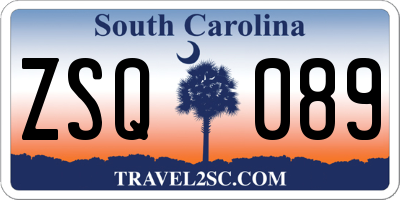SC license plate ZSQ089