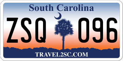 SC license plate ZSQ096