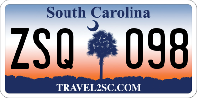 SC license plate ZSQ098