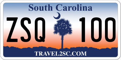 SC license plate ZSQ100