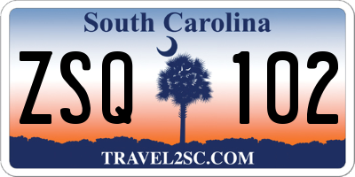SC license plate ZSQ102