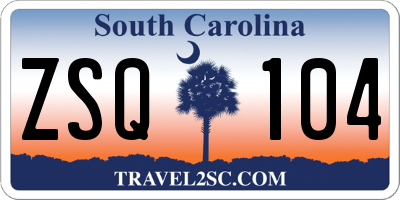 SC license plate ZSQ104