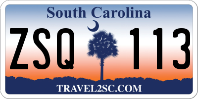 SC license plate ZSQ113