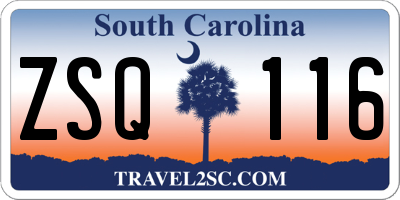 SC license plate ZSQ116