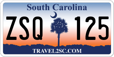 SC license plate ZSQ125